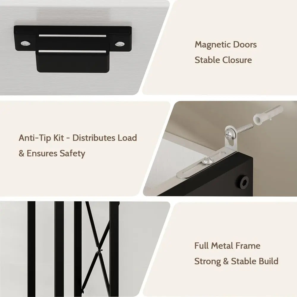 Over The Toilet Storage Cabinet with Rattan Doors, Adjustable Shelf, Metal Frame