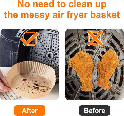 125 Pcs Disposable Air Fryer Liners, Unbleached Paper for 4-8QT Baskets, BPA-Free, Heat Resistant to 450°F