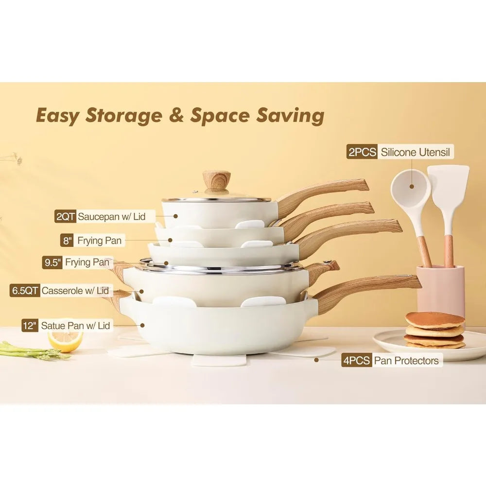 Ceramic Nonstick 14 Piece Induction Cookware Sets, Pots and Pans Set
