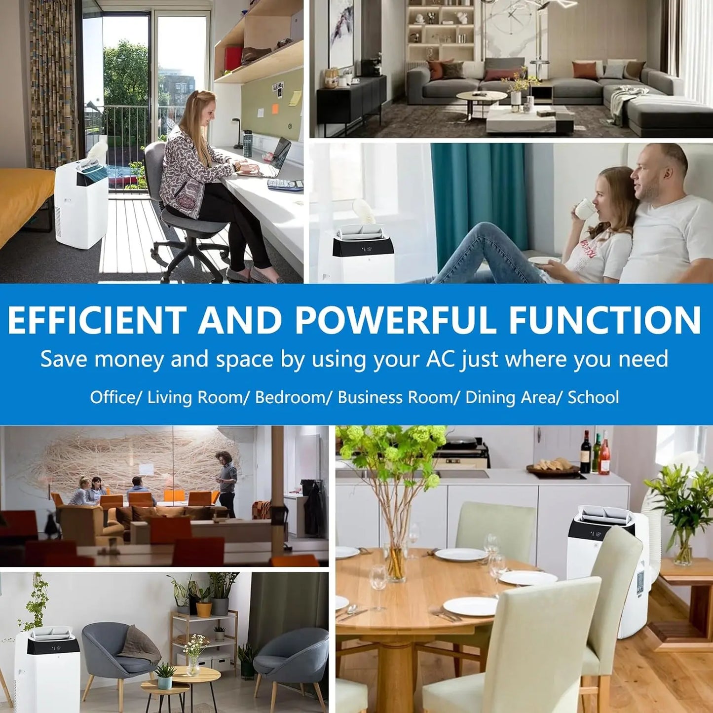 14000 BTU Portable Air Conditioner, 3-In-1 Free Standing Cooling AC Unit With Fan, Dehumidifier, Remote Control, Sleep Mode