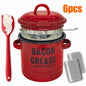 46 Oz Grease Container with Filter, Scraper, Strainer & Silicone Spatula, Dishwasher Safe