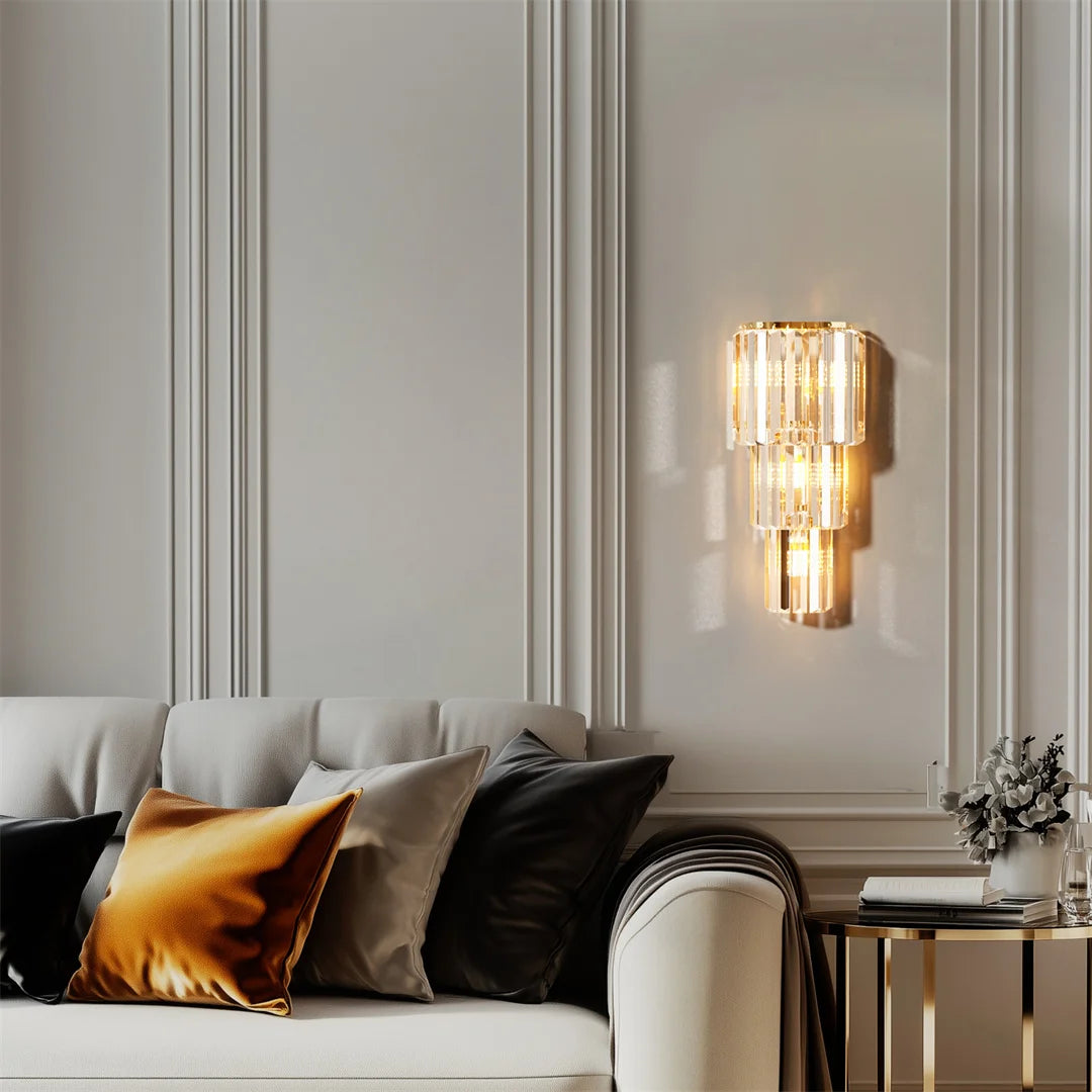 Modern Crystal Wall Lamp, 3-Layer Crystal Sconce