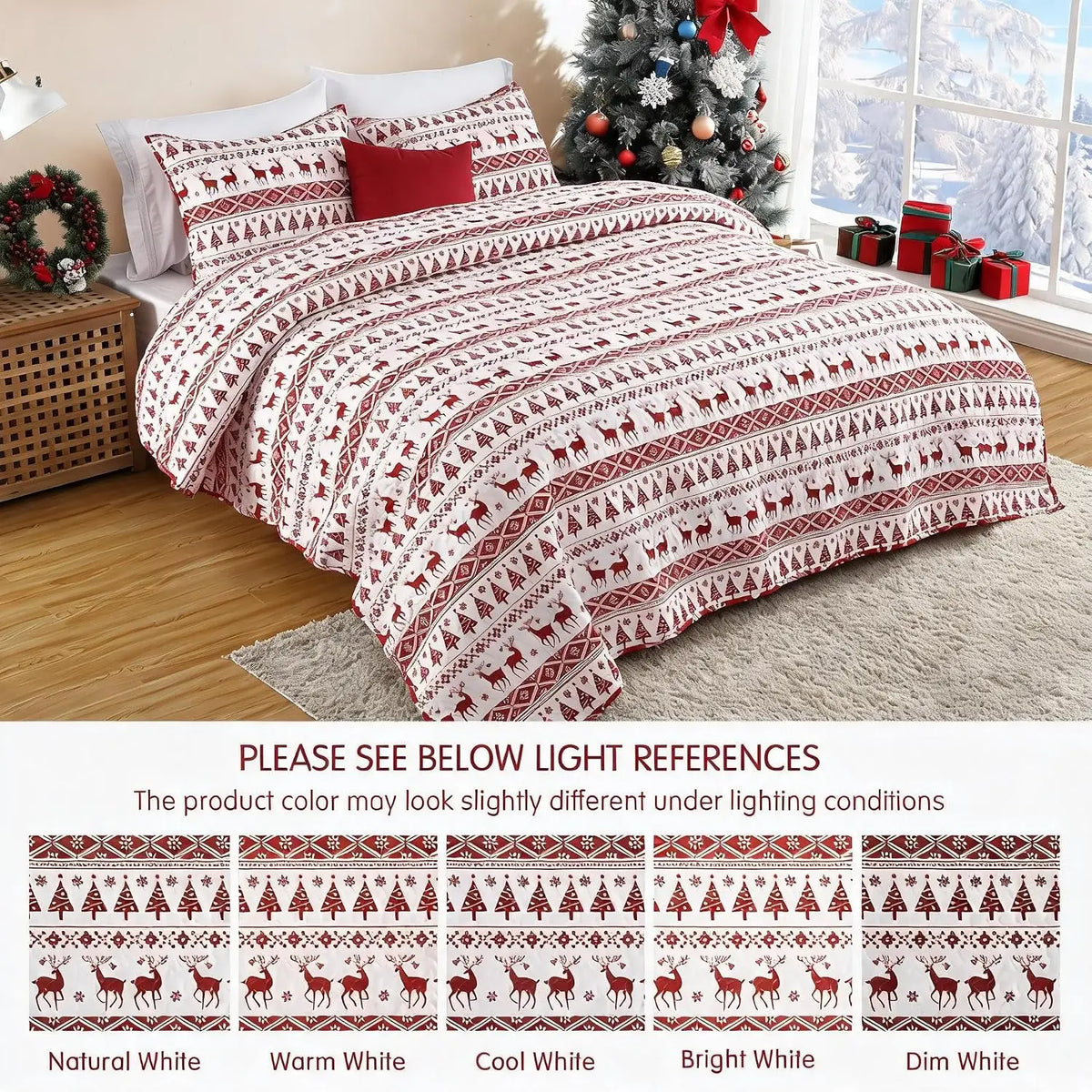 3PCS Christmas Quilt Set King/Queen Size Quilt Set, Winter Blanket, Soft Warm Snowflake Fleece