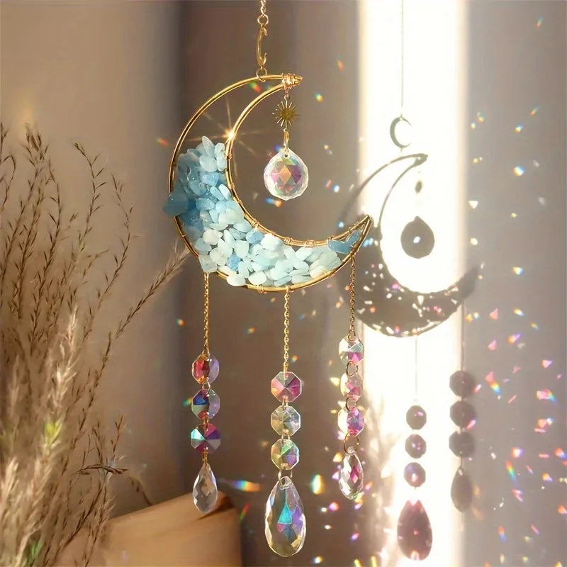 1pc Amethyst Moon Crystal Prism Daylight Catcher
