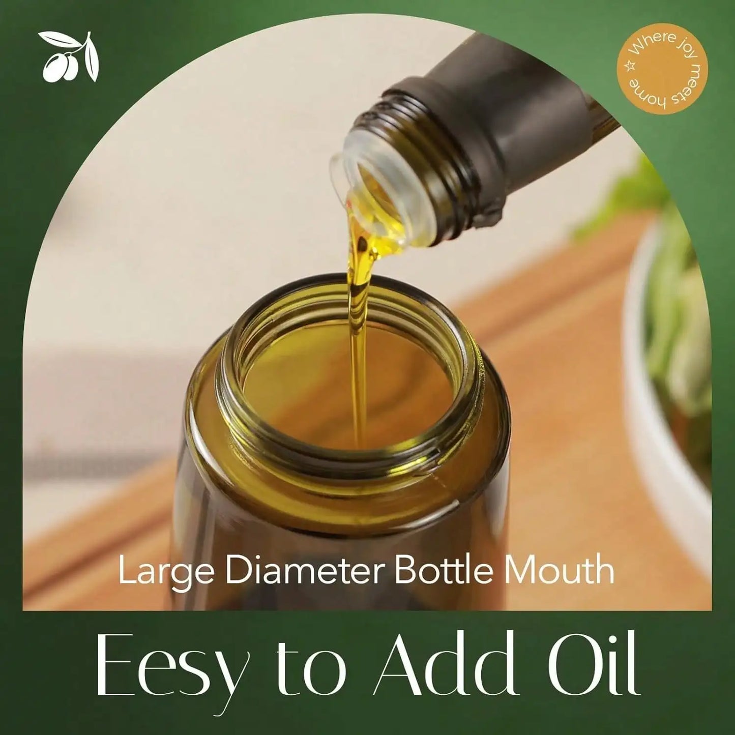 Premium Dark Glass Olive Oil Dispenser, 2 In 1 Cooking Oil Spray Bottle Mister