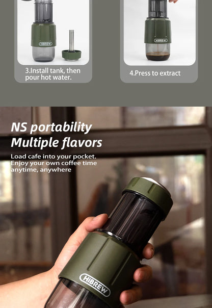 2 in 1 Portable Coffee Machine, Hot/Cold Water Manual Espresso Maker For Capsule & Ground