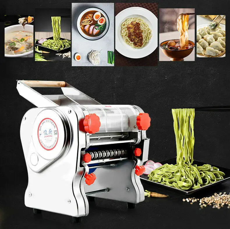550W Electric Pasta Maker Noodle Machine, Dumpling Skin Roller, Full Stainless Steel Dual Knife Noodle Maker