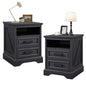 18 Inch Farmhouse Nightstands Set of 2, 2 Drawer Storage & Charging Station