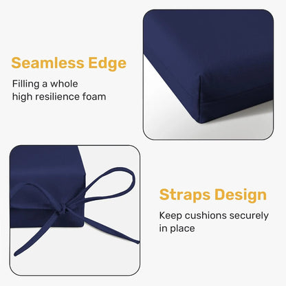 Outdoor Chair Cushions, Pack of 4, Water Resistant with Ties