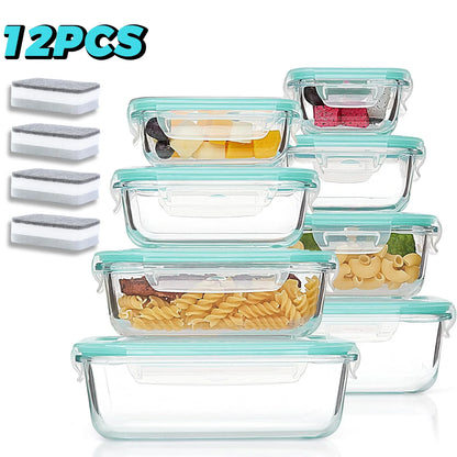 8-Pack Airtight Glass Food Storage Containers for Microwave,Oven,Freezer and Dishwasher
