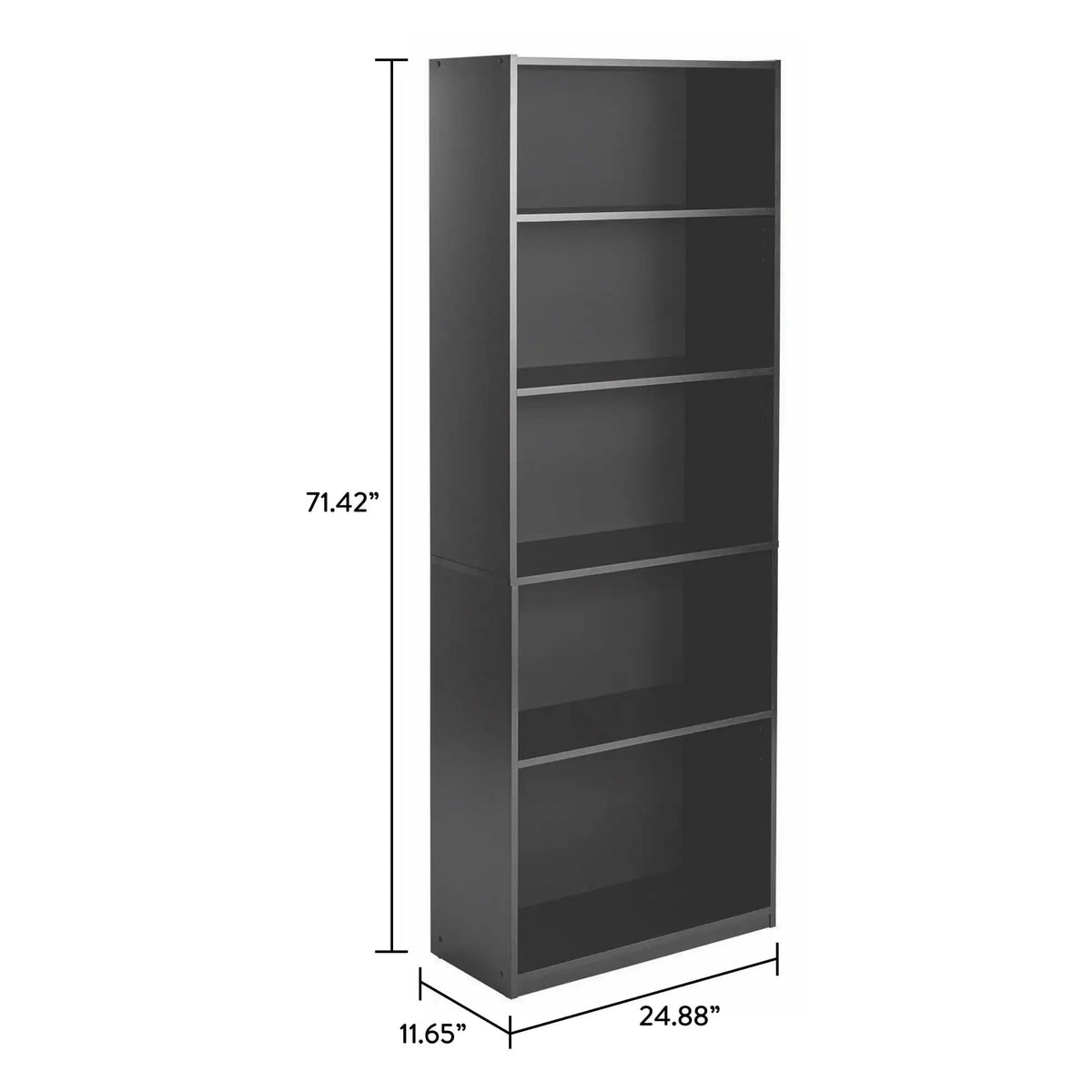 Mainstays 5-Shelf Bookcase with Adjustable Shelves, White