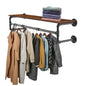 Industrial Pipe Clothing Rack, Wall Mounted Wood Shelf, Pipe Shelving