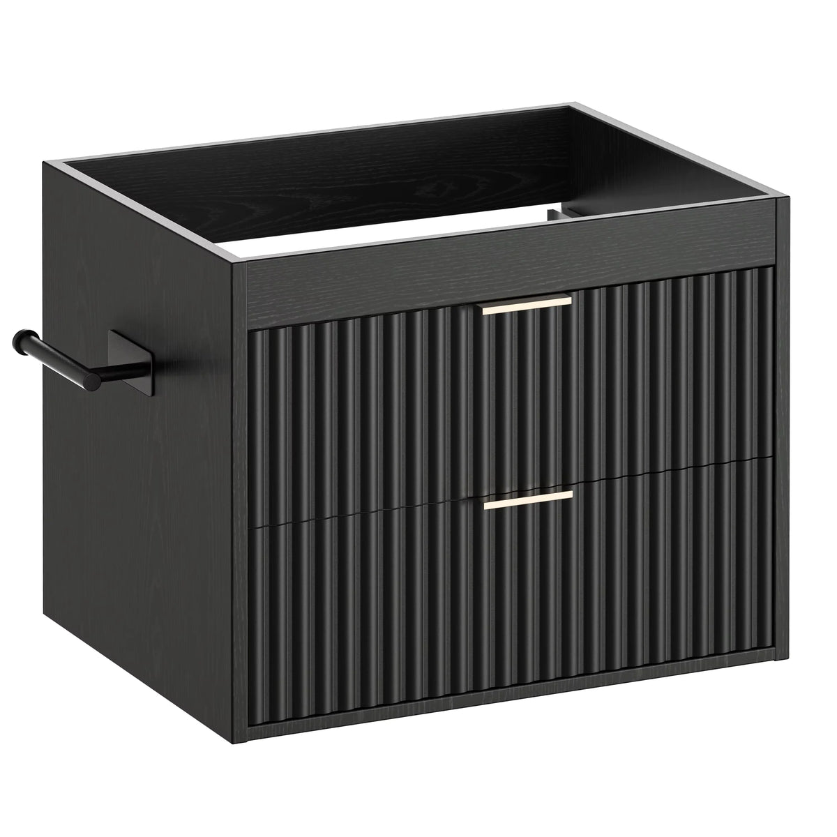 24' Floating Bathroom Vanity with Sink, Modern Wall Mounted Cabinet, 2 Drawers with Black Handles, for Bathroom/Laundry Room