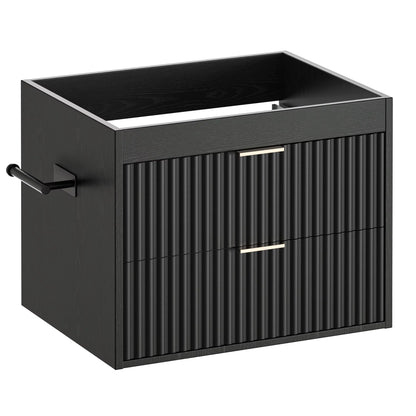 24' Floating Bathroom Vanity with Sink, Modern Wall Mounted Cabinet, 2 Drawers with Black Handles, for Bathroom/Laundry Room