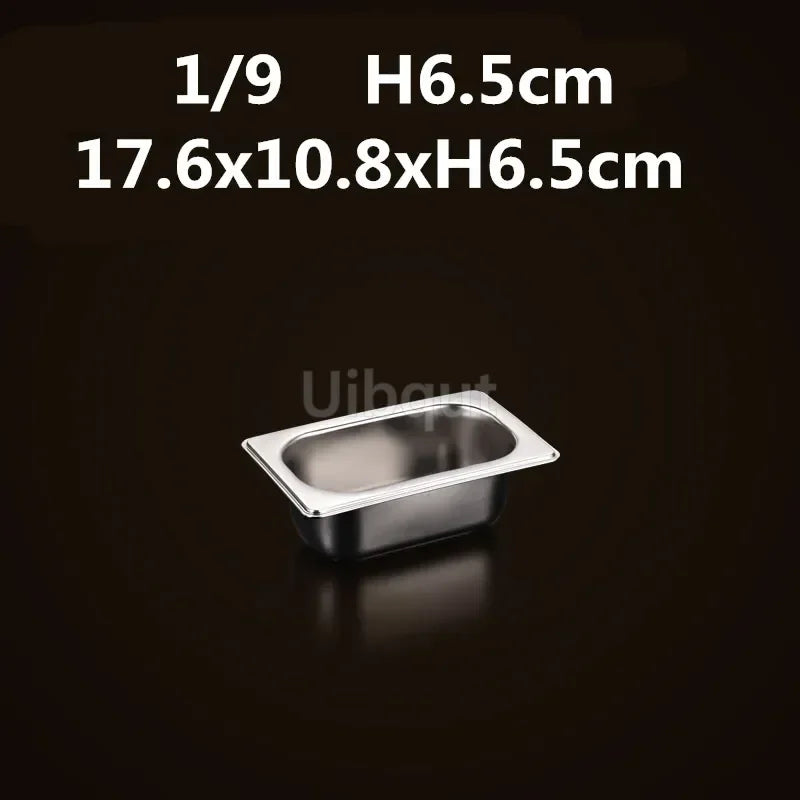 Square pot Kitchen Pans, 304 stainless steel 1/9 1/6 1/4 1/3 Food Chafing pans, Buffet Containers Lid 0.7 mm