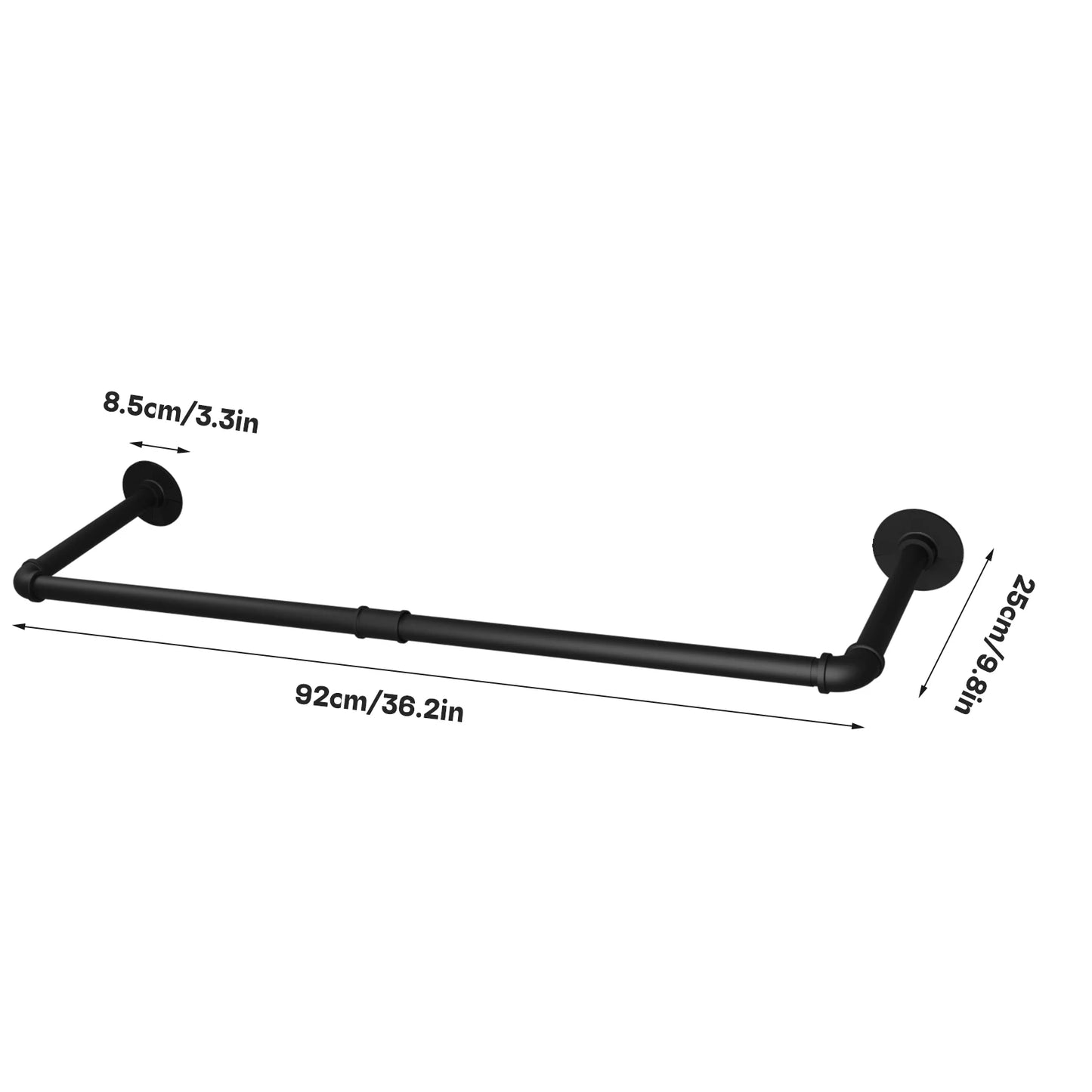 Pack Of 2 Industrial Pipe Hanging Rail Rod, Wall-mounted Iron Closet Organizer