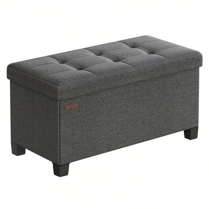 Storage Ottoman Bench, Foldable Foot Rest With Legs, 15 X 30 X 15.2 Inches
