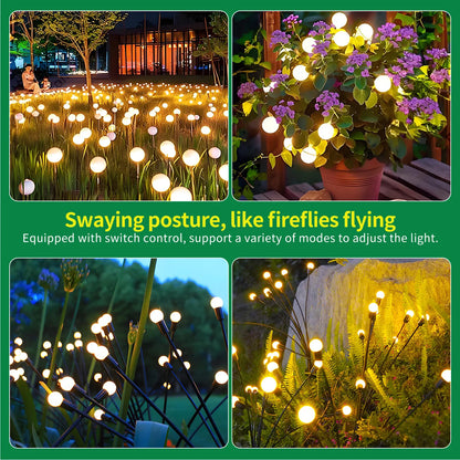 8-Head Solar Firefly LED Lights ,Waterproof High Flexibility Yard Patio Pathway Holiday
