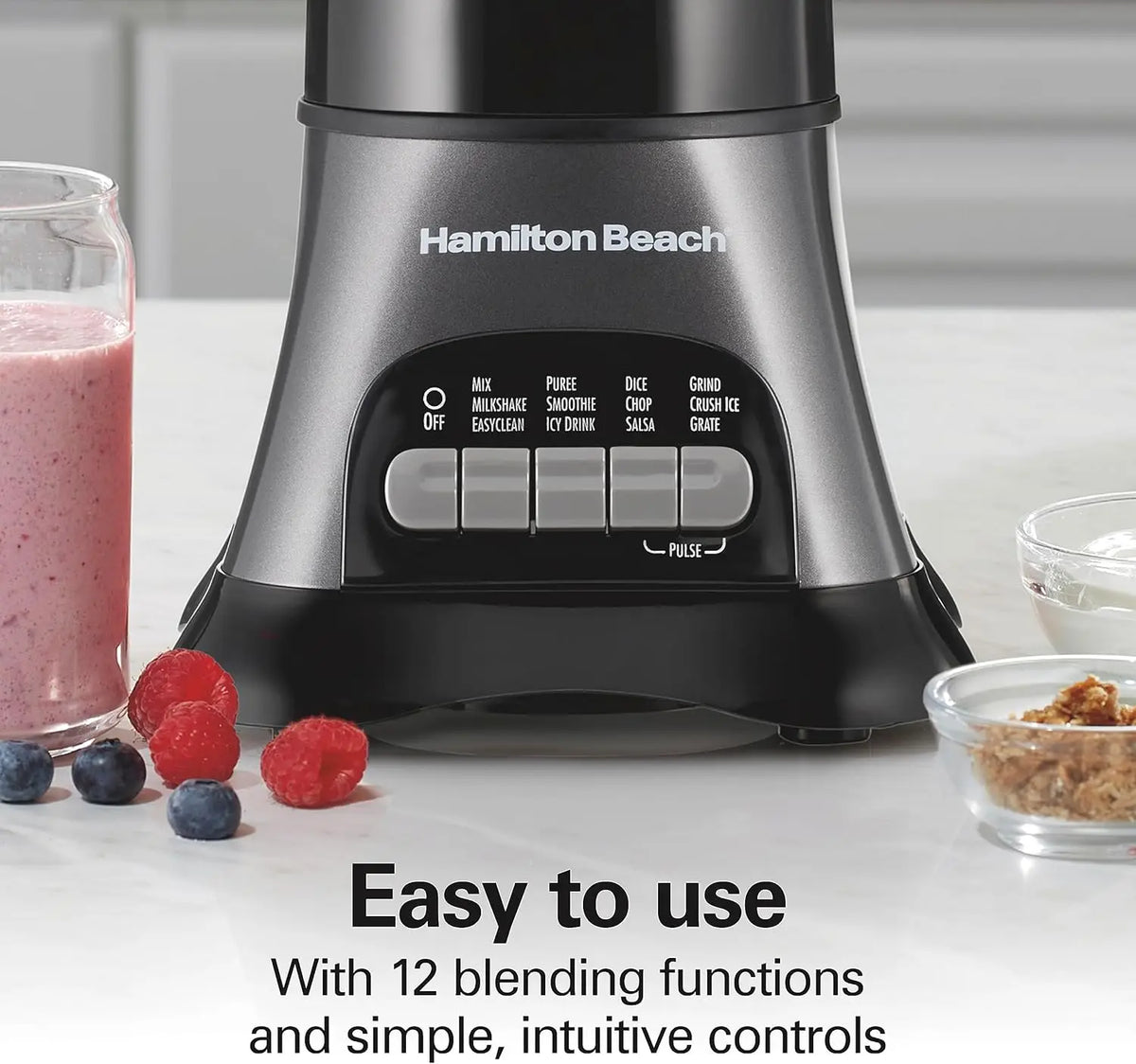 Blender and Food Processor Combo – 40oz Glass Jar, Portable Travel Cup, 3-Cup Electric Food Chopper, 700W – Gray/Black (58163)