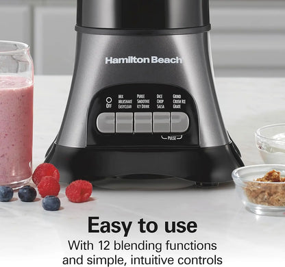 Blender and Food Processor Combo – 40oz Glass Jar, Portable Travel Cup, 3-Cup Electric Food Chopper, 700W – Gray/Black (58163)