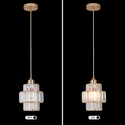 Led Crystal Pendant Light, Green Chandelier Modern Hanging Ceiling Lamp, Retro Home Decor