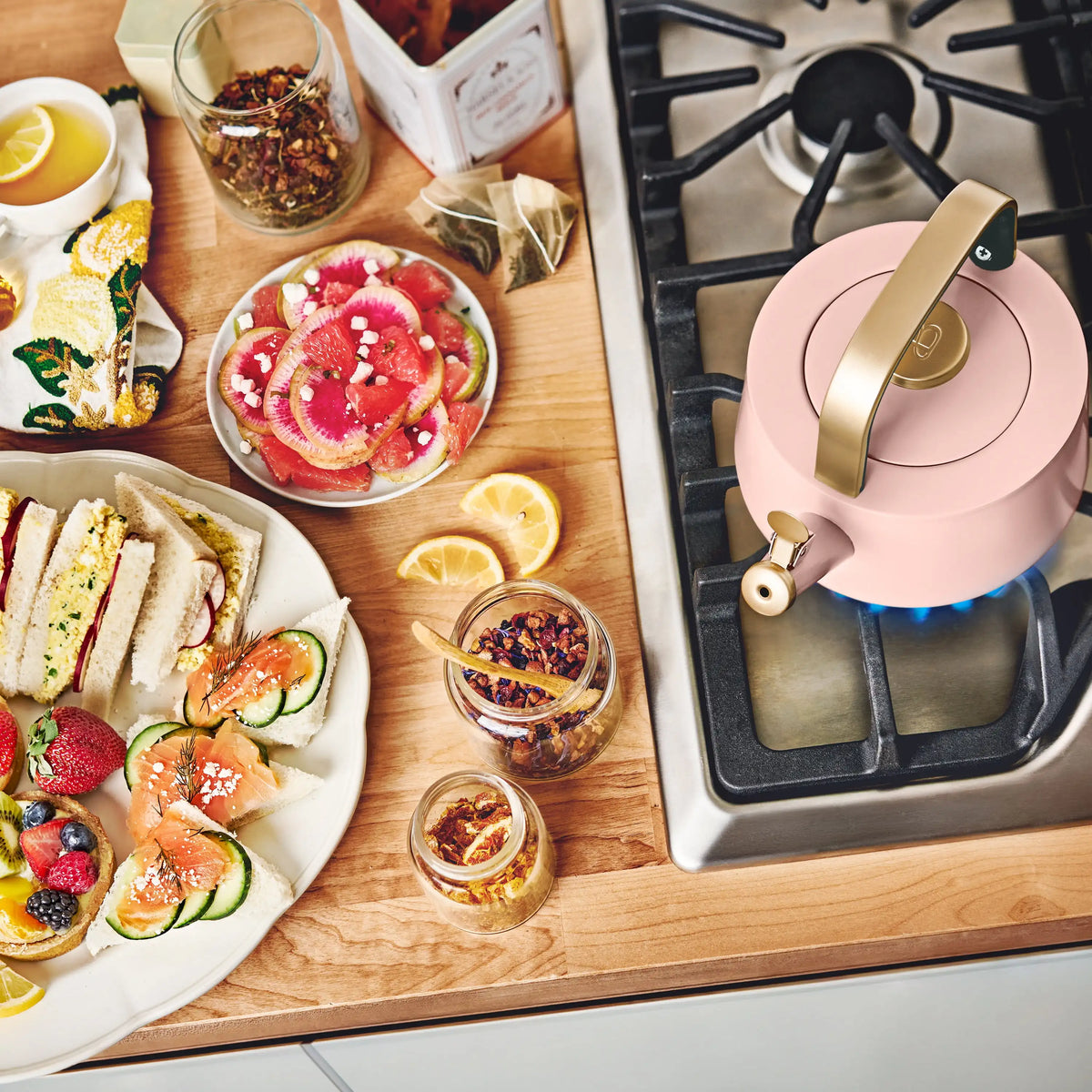 Beautiful 1.8L Ceramic Non-Stick Stovetop Tea Kettle, Sage Green by Drew Barrymore