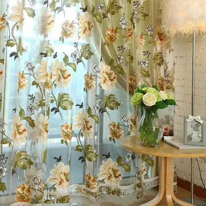 2PCS 100x200cm 3D Tulle Panel Draperies, Luxury Sheer