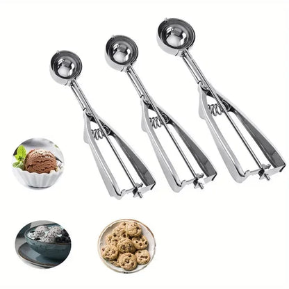 3pcs Stainless Steel Cookie Scoop Set with Trigger Release