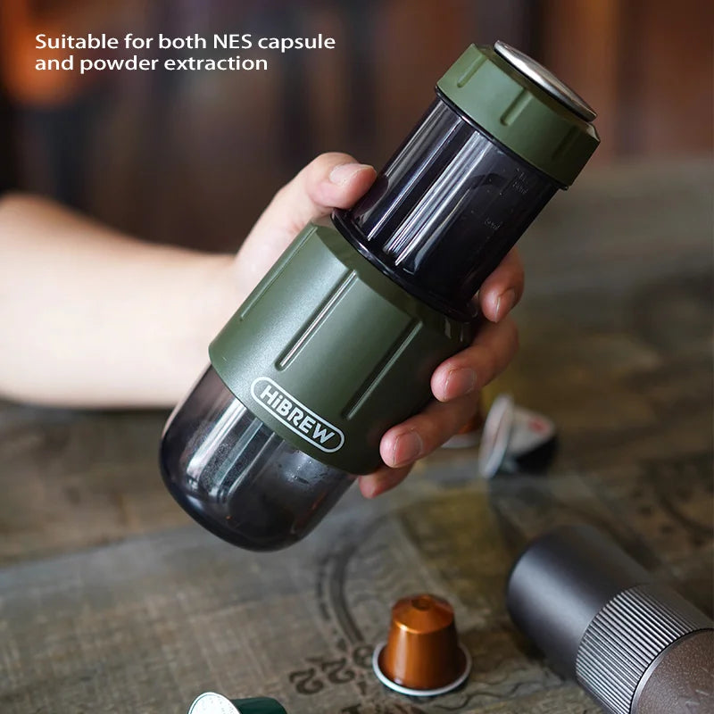 2 in 1 Portable Coffee Machine, Hot/Cold Water Manual Espresso Maker For Capsule & Ground
