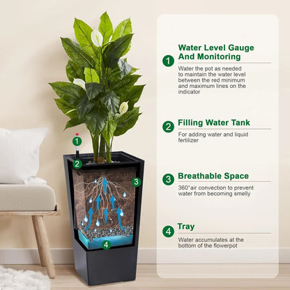 2 PCS 22.4 Inch Tall Plastic Planter for Indoor ＆ Outdoor