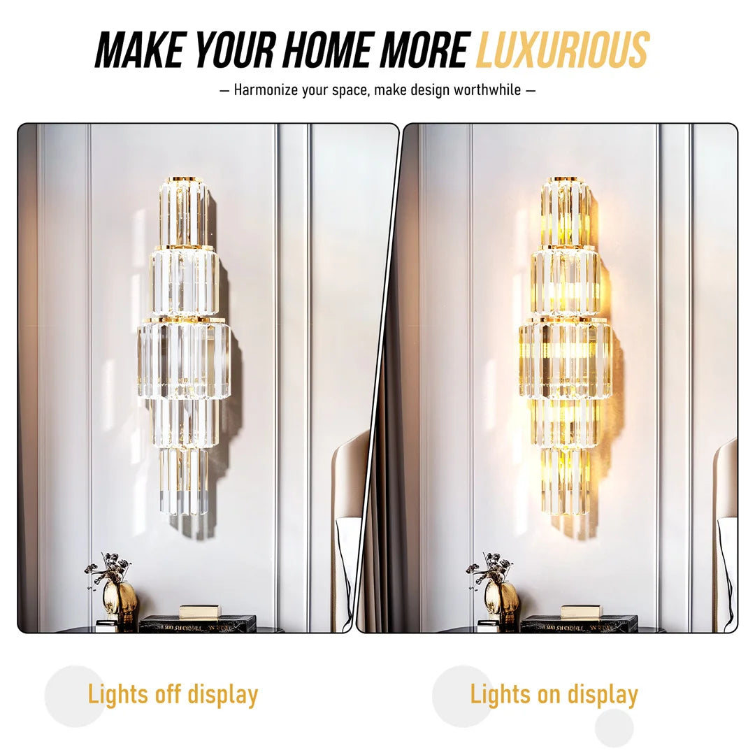 Modern Crystal Wall Lamp, 3-Layer Crystal Sconce