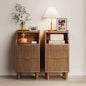 Narrow Nightstand Set of 2,11.8" Fluted with Slim Side 2 Drawers