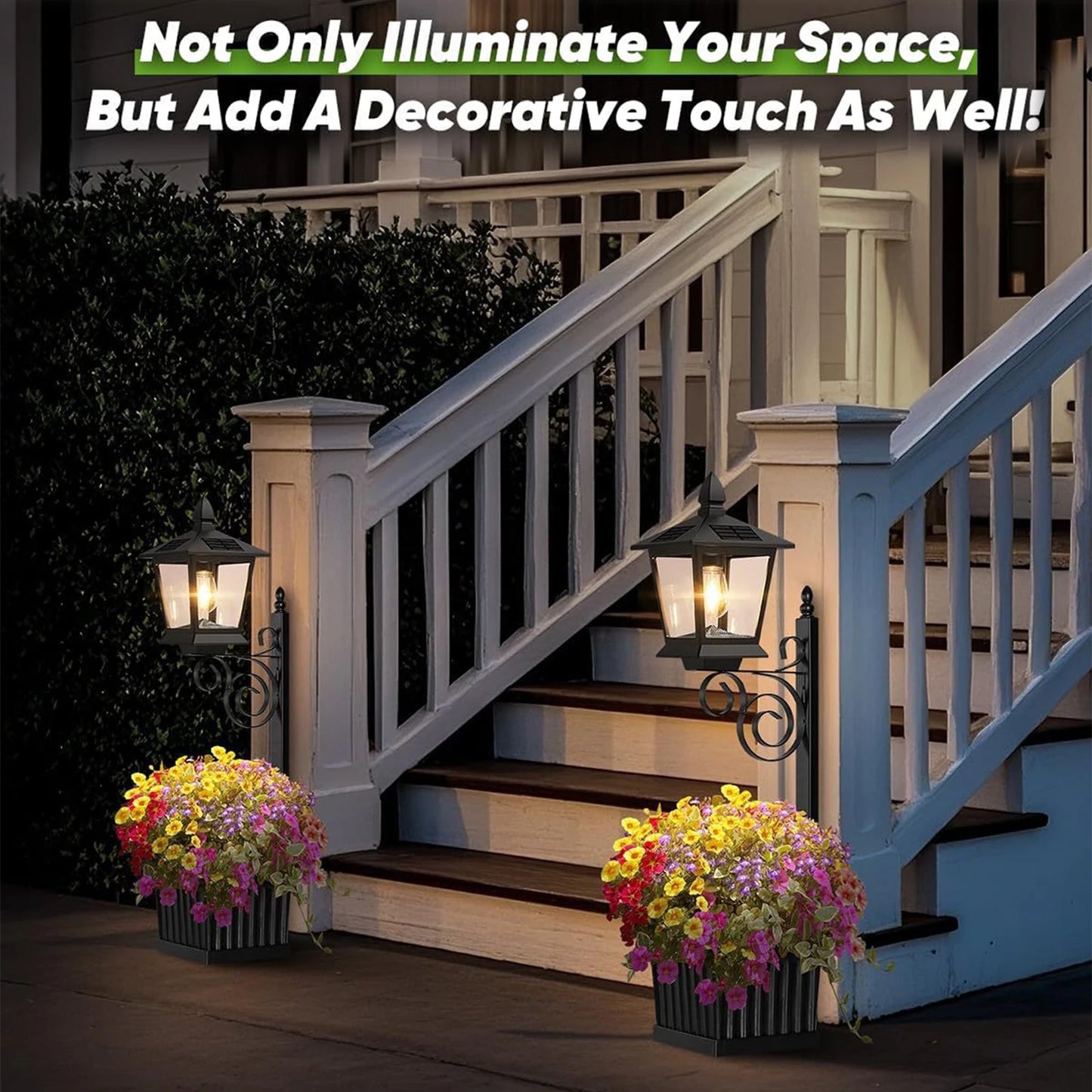 2 In 1 Outdoor Planter w/ Solar Light, Freestanding