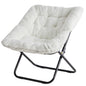 Cozy Saucer Chairs of Soft Faux Fur, Folding Lounge for Living Room, Padded Seat Metal Frame