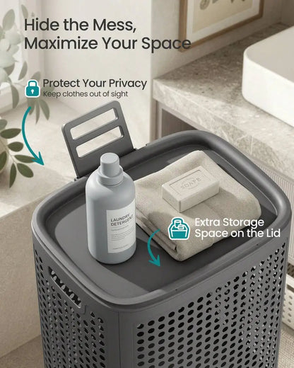 Laundry Hamper With Wheels, Plastic Laundry Basket, 19.8 Gallons (75 L), Slim Storage Basket, For Bathroom, Bedroom