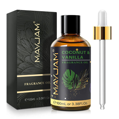 100ml Fragrance Oil, Coconut & Vanilla White Musk Sea Breeze Baby Powder Dragons Blood Sweet Tobacco Freesia for Aromatherapy Diffuser Humidifier Burner, Strawberry Watermelon Cherry Coconut Cranberry