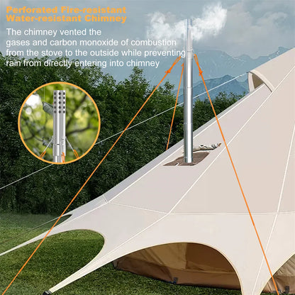 Hot Tent  Wood Burning Stove, Portable with 6 Stainless Chimney Pipes for Outdoor Heating & Cooking