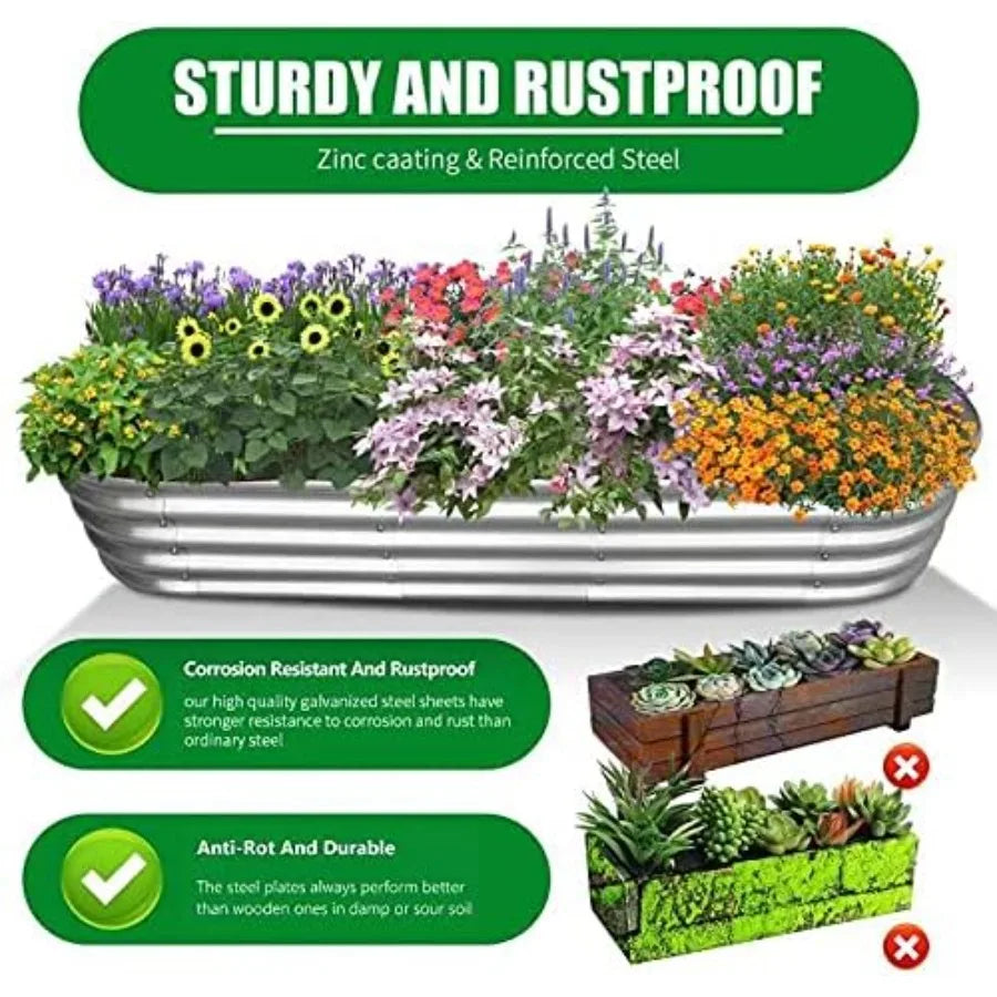 6 ft x 2 ft Raised Garden Bed, Metal Elevated Planter for Vegetable Flower Herb 2pk