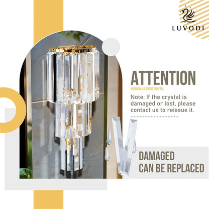 Modern Crystal Wall Lamp, 3-Layer Crystal Sconce