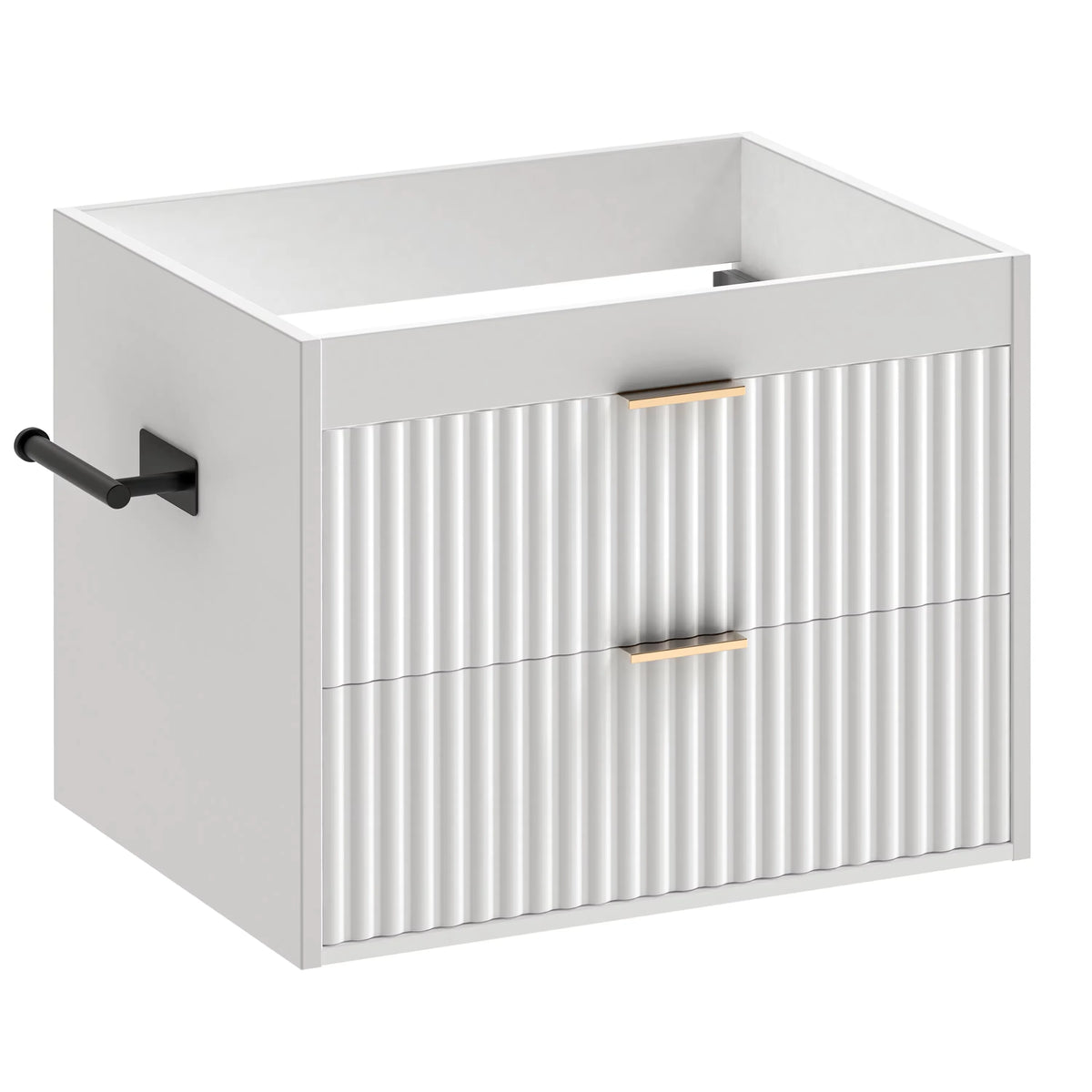 24' Floating Bathroom Vanity with Sink, Modern Wall Mounted Cabinet, 2 Drawers with Black Handles, for Bathroom/Laundry Room