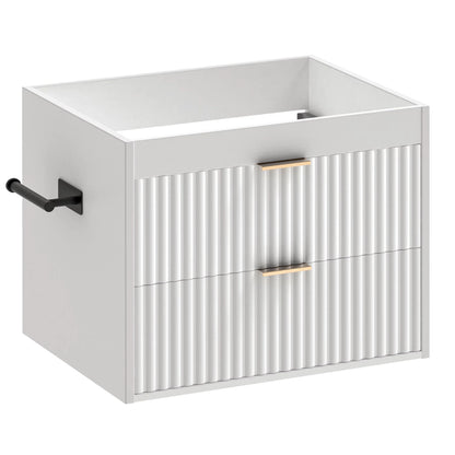 24' Floating Bathroom Vanity with Sink, Modern Wall Mounted Cabinet, 2 Drawers with Black Handles, for Bathroom/Laundry Room