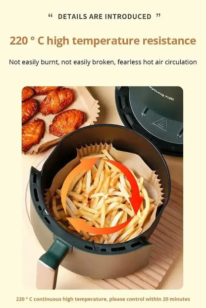 50Pcs Air Fryer Disposable Paper Non-Stick Airfryer Baking Papers