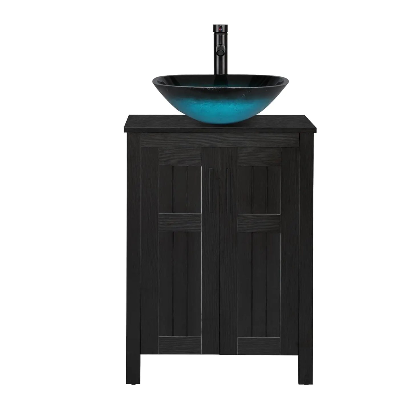 Black 24" Bathroom Vanity with Sink Combo, Grooved, Customized