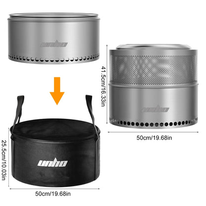 19 Inch Smokeless Fire Pit for Outdoor Wood Burning,  Portable 304, Perforated  Fireplace