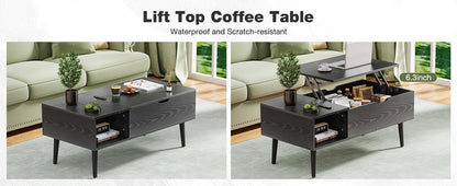 Lift Top Coffee Tables For Living Room, 39.37"x19.7" Wood, Adjustable Storage Shelf, Easy Lift Or Lower
