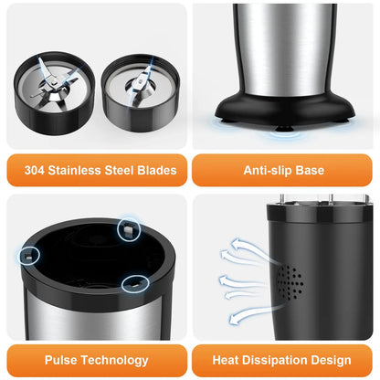 850W Personal Blender with Cups for Shakes and Smoothies, Meat or Fruit Grinding Chopping Blending