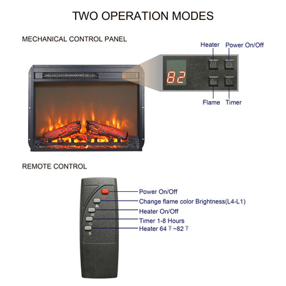 23 Inch Electric Fireplace Insert, Ultra Thin Space Heater with Realistic Dancing Flame and Log Set