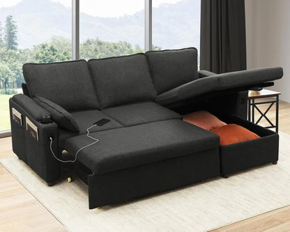 Sofa Bed Sleeper w/Pull Out and Storage,USB, Cup Holder