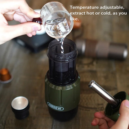 2 in 1 Portable Coffee Machine, Hot/Cold Water Manual Espresso Maker For Capsule & Ground