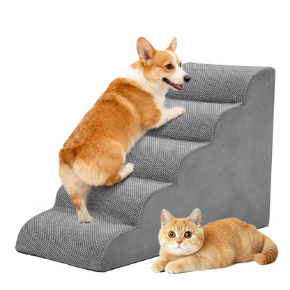 3-5 Step High-Density Foam Dog Stairs, Ramp for Small Dogs, Indoor Non-Slip Pet Ladder